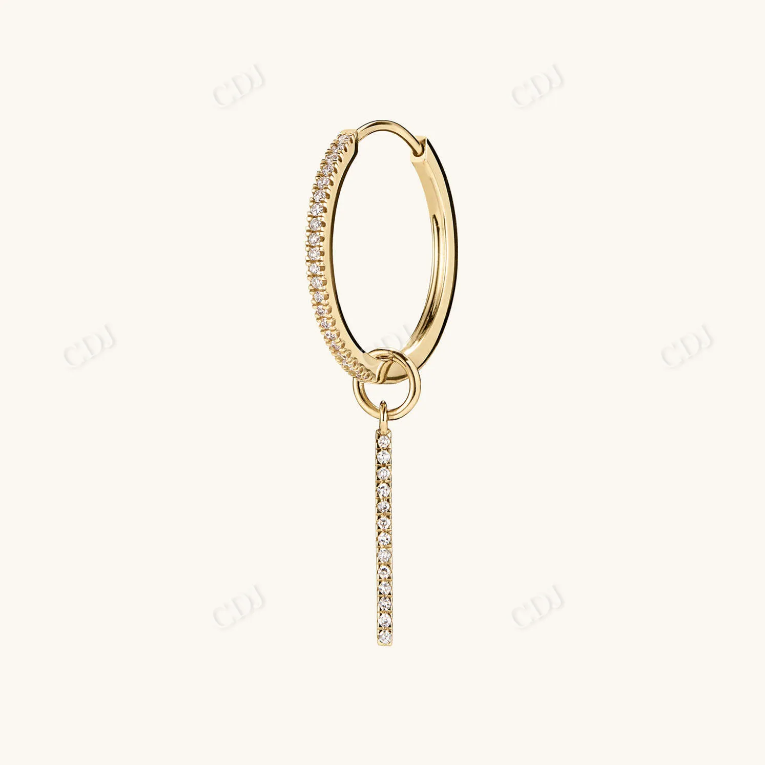 0.039CT Lab Grown Single Pave Diamond Hoop Earrings
