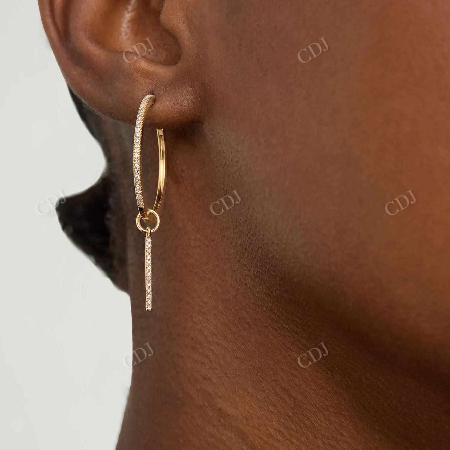 0.039CT Lab Grown Single Pave Diamond Hoop Earrings