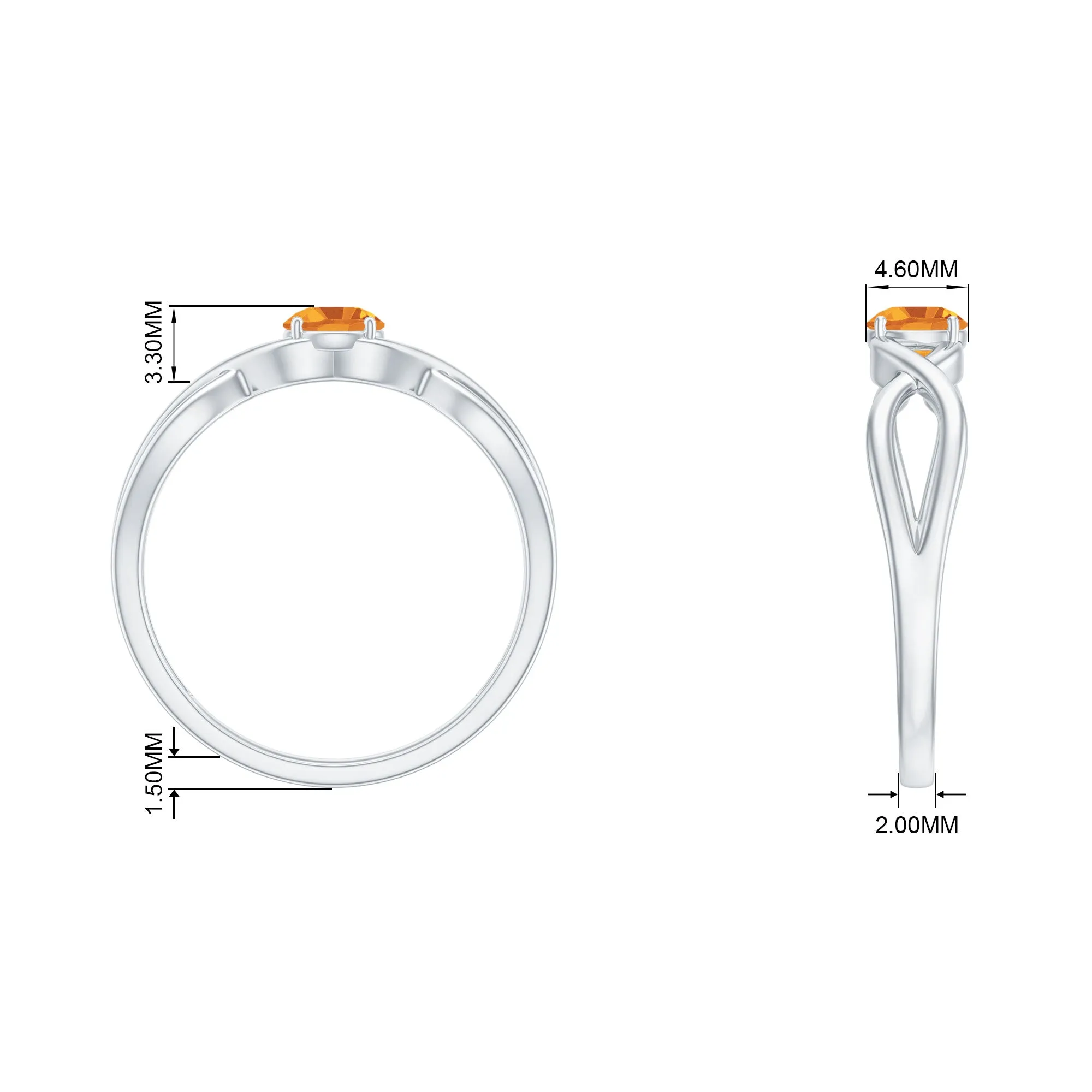 0.25 CT Crossover Citrine Solitaire Ring in Prong Setting