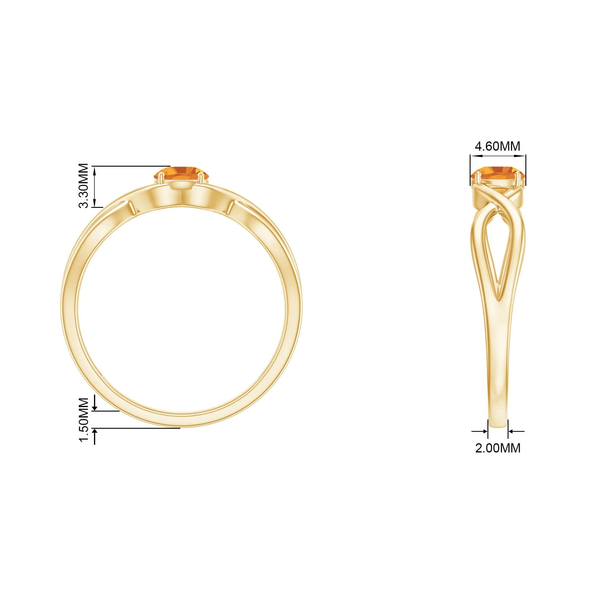 0.25 CT Crossover Citrine Solitaire Ring in Prong Setting