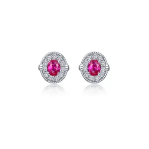 0.52 CTW Ruby Halo Stud Earrings