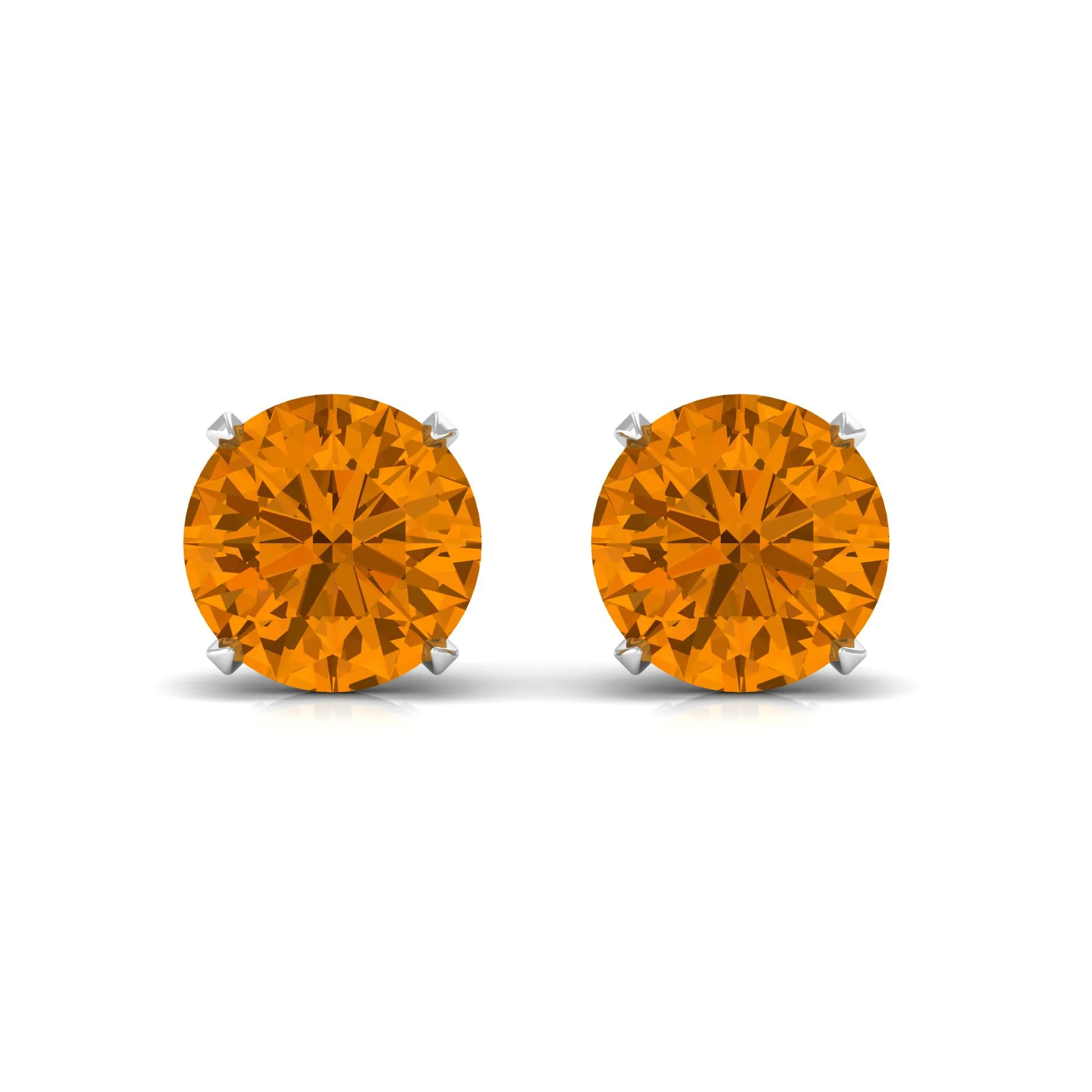 1 CT Round Cut Citrine Solitaire Stud Earrings in Gold