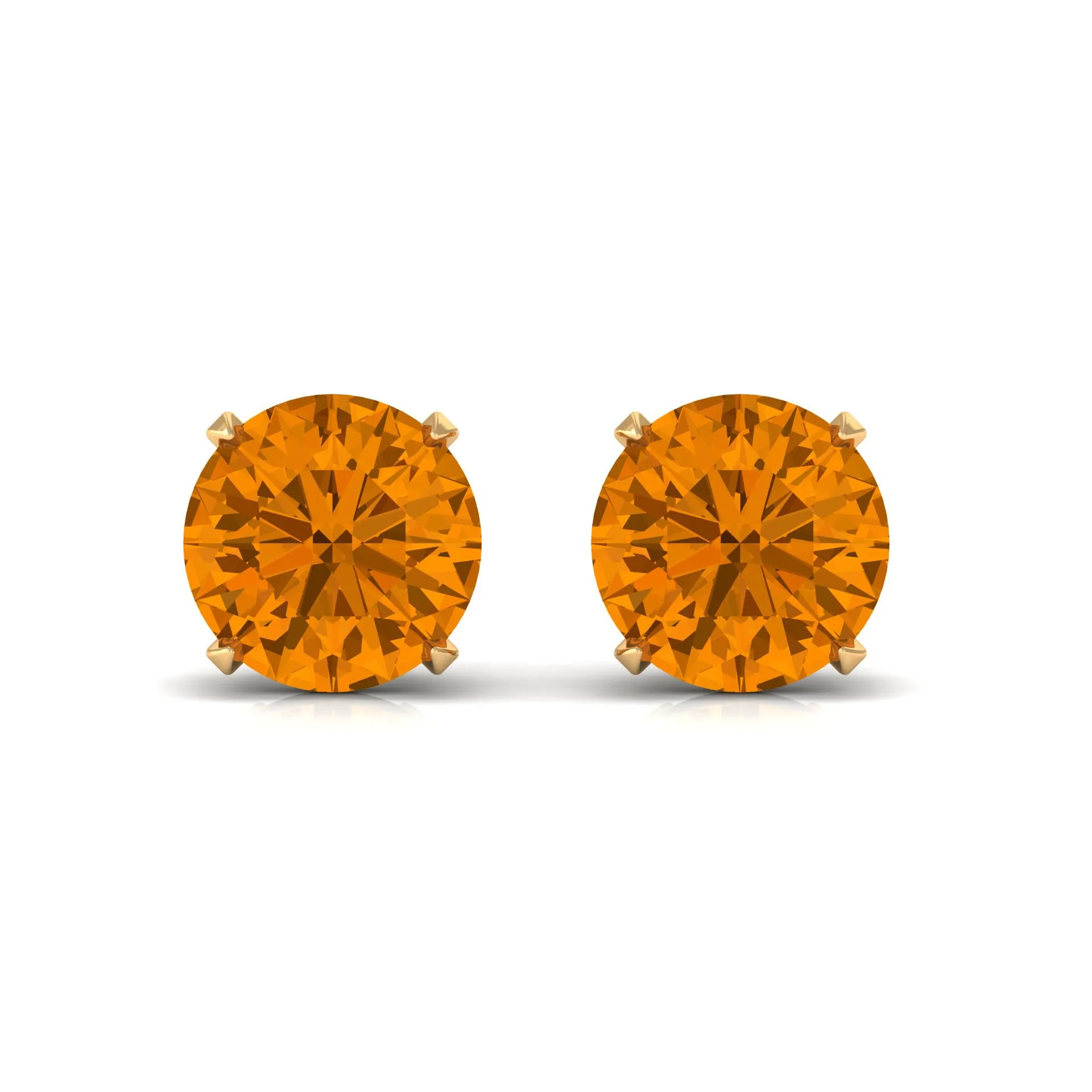 1 CT Round Cut Citrine Solitaire Stud Earrings in Gold