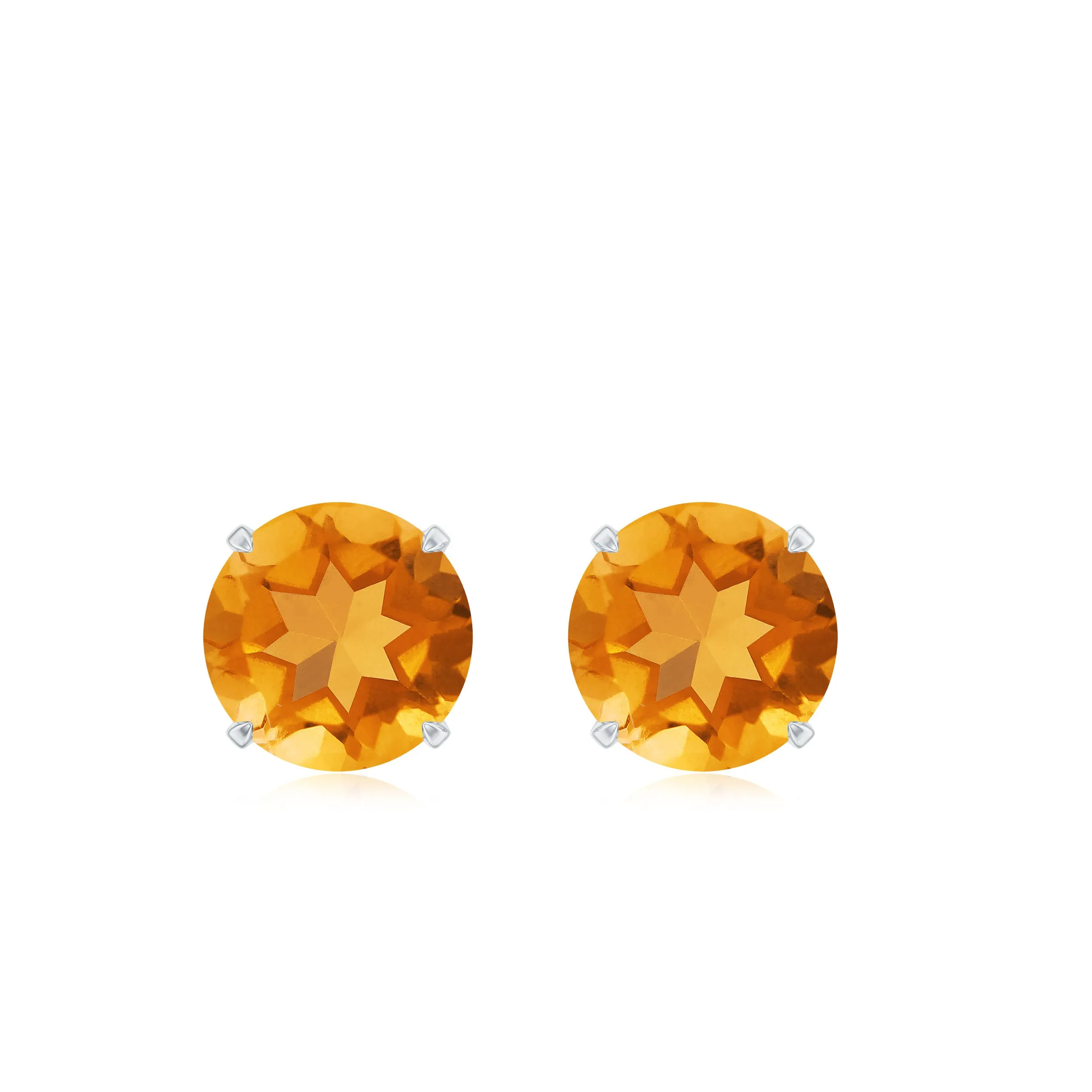 1 CT Round Cut Citrine Solitaire Stud Earrings in Gold