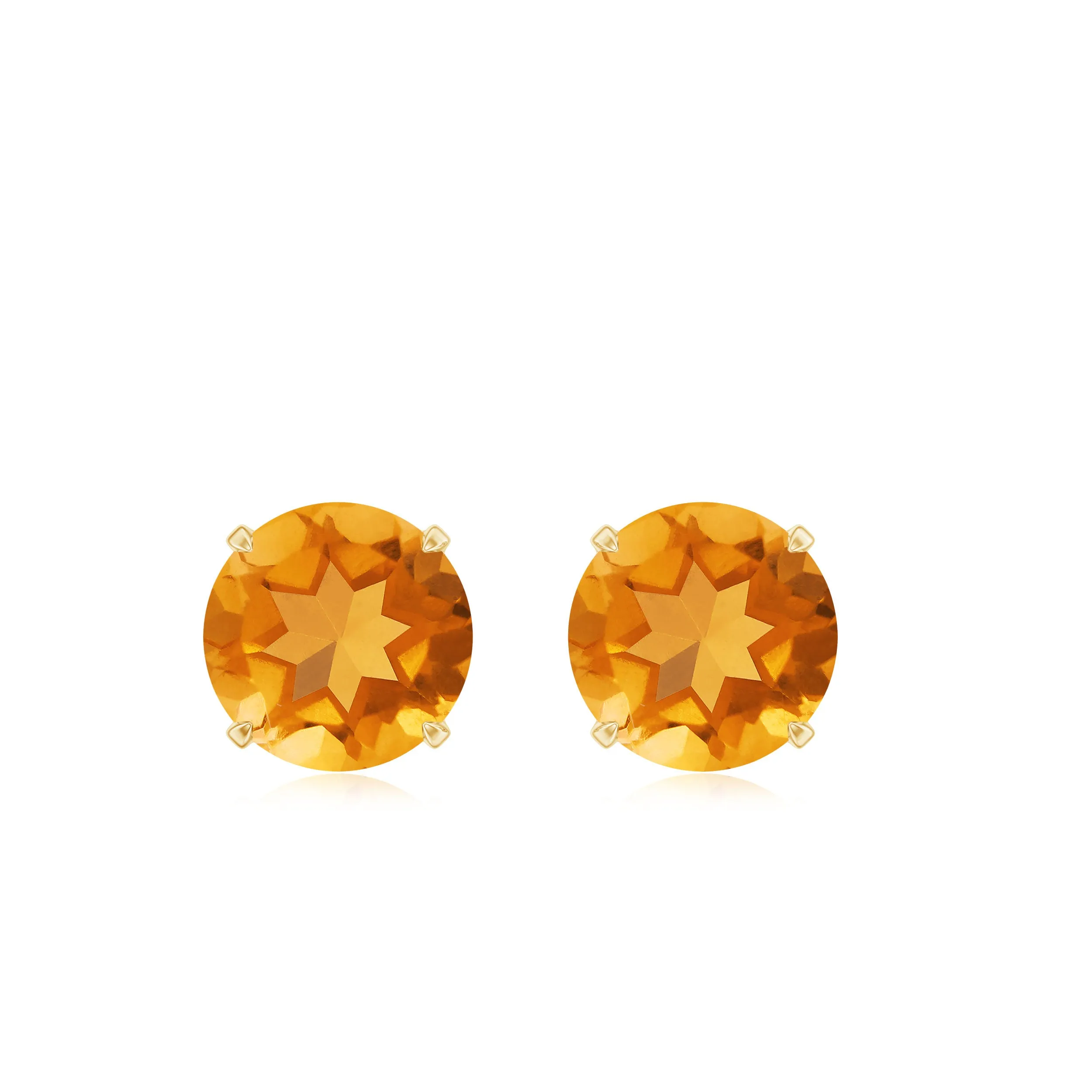 1 CT Round Cut Citrine Solitaire Stud Earrings in Gold