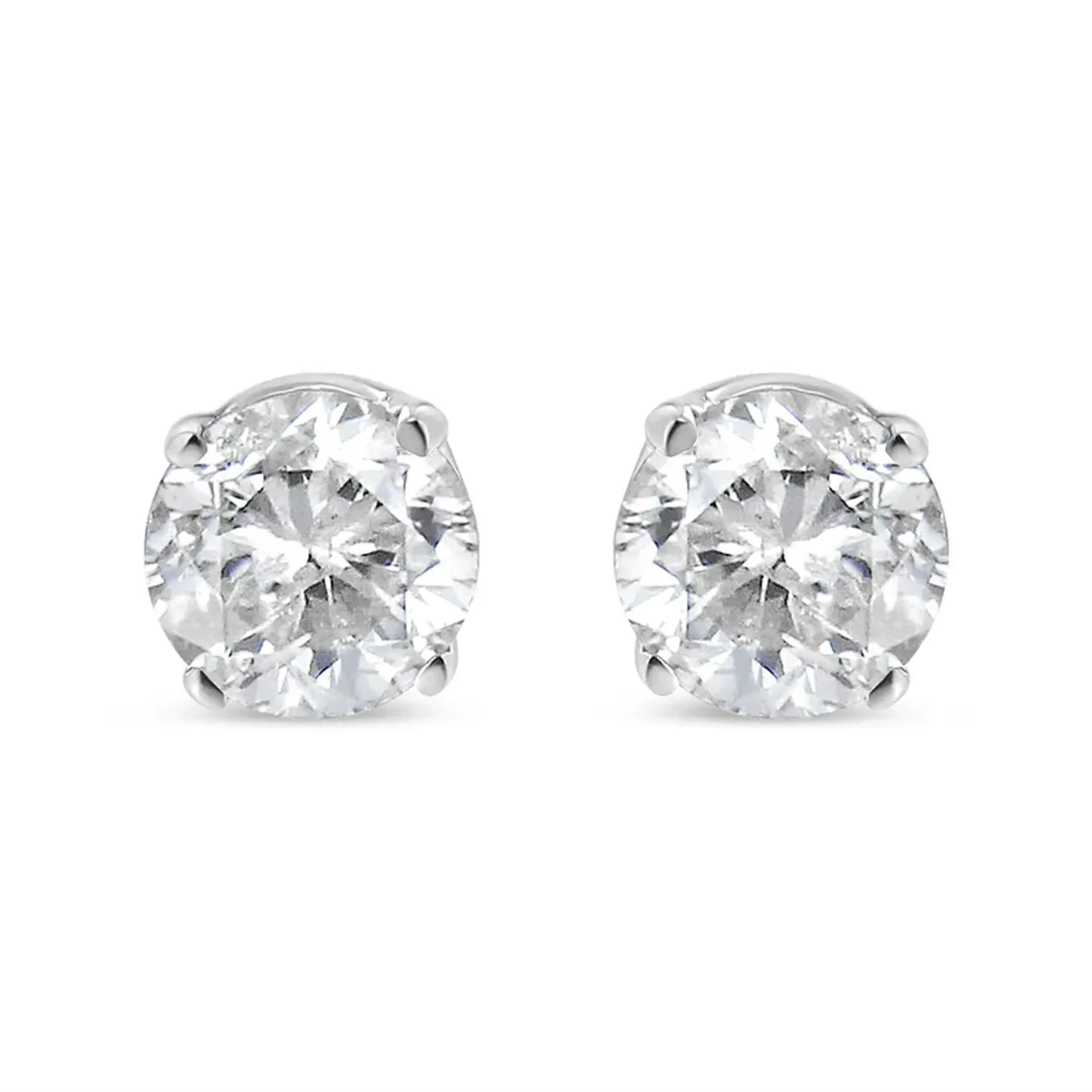 10K White Gold 1/6 Cttw Round Brilliant-Cut Near Colorless Diamond Classic 4-Prong Stud Earrings (G-H Color, I2-I3 Clarity)