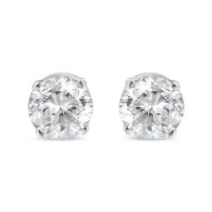 10K White Gold 1/6 Cttw Round Brilliant-Cut Near Colorless Diamond Classic 4-Prong Stud Earrings (G-H Color, I2-I3 Clarity)