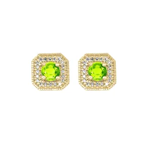 10Kt Yellow Gold Diamond 1/10Ctw & Peridot 3/4Ctw Earring