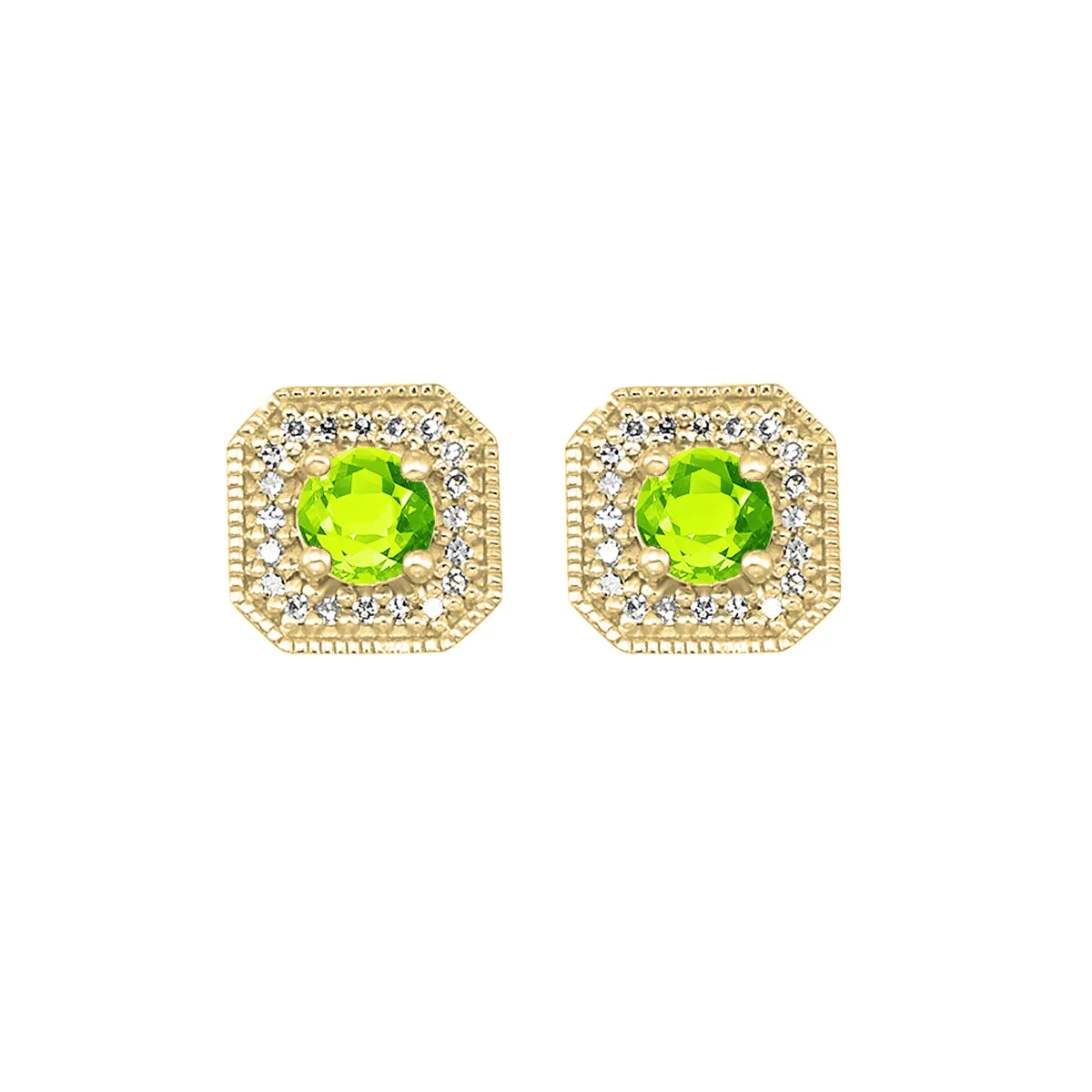 10Kt Yellow Gold Diamond 1/10Ctw & Peridot 3/4Ctw Earring