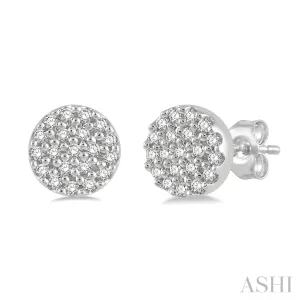 10KW Diamond Disc Shape Petite Fashion Earrings w/ 0.12 ctw