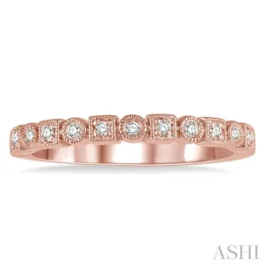 1/10 Ctw Square & Circular Mount Round Cut Diamond Stackable Band in 14K Rose Gold