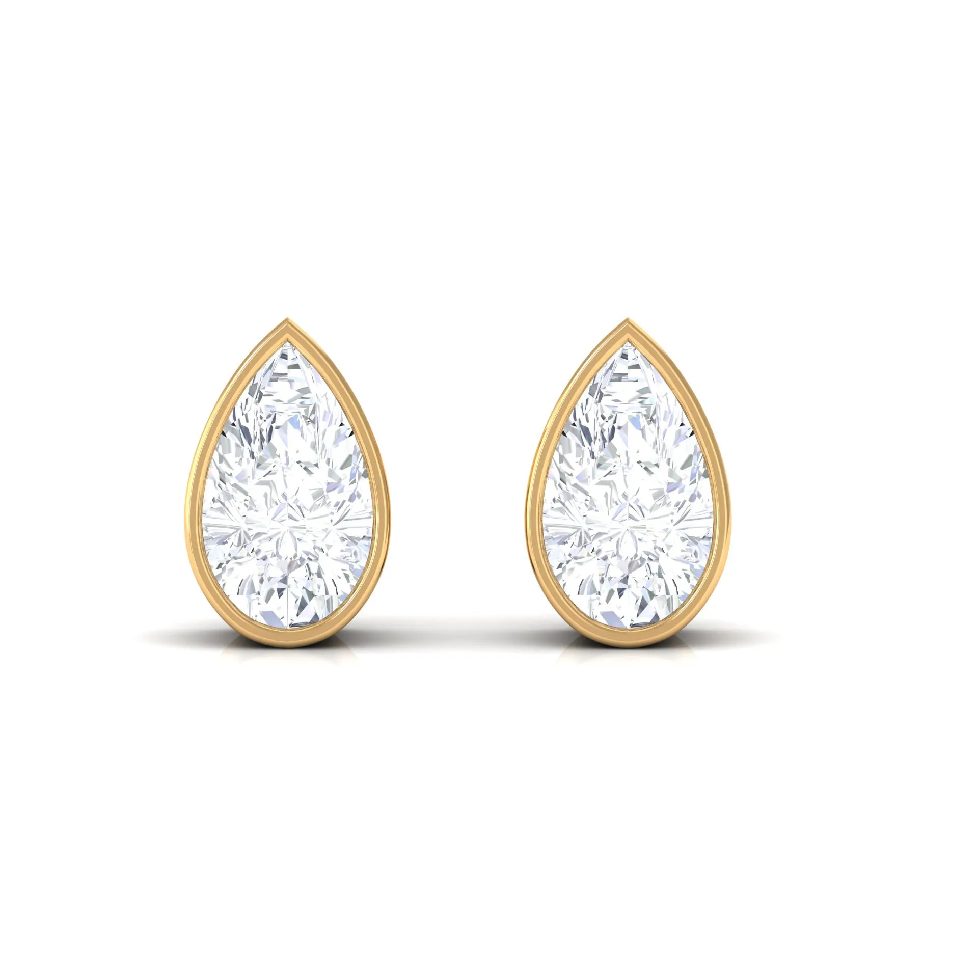 1/2 CT Pear Cut Bezel Set Diamond Solitaire Dainty Stud Earrings