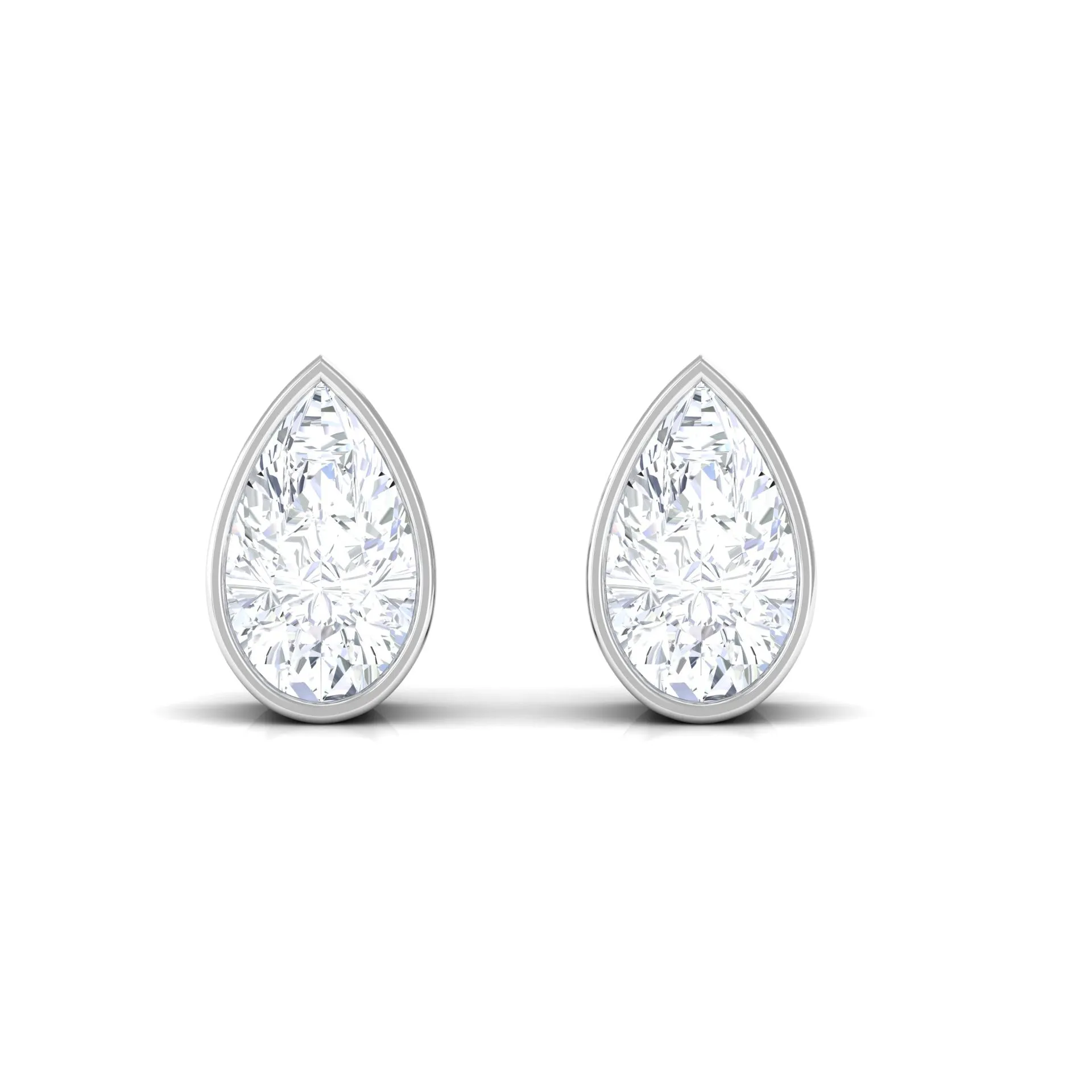 1/2 CT Pear Cut Bezel Set Diamond Solitaire Dainty Stud Earrings