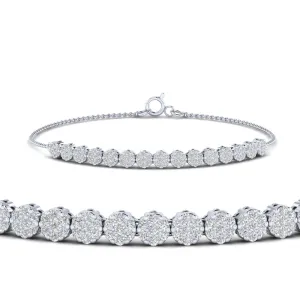 1.25 Carat Round Cluster Lab Diamond Bracelet 14K Gold