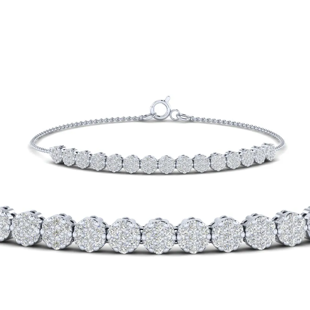 1.25 Carat Round Cluster Lab Diamond Bracelet 14K Gold