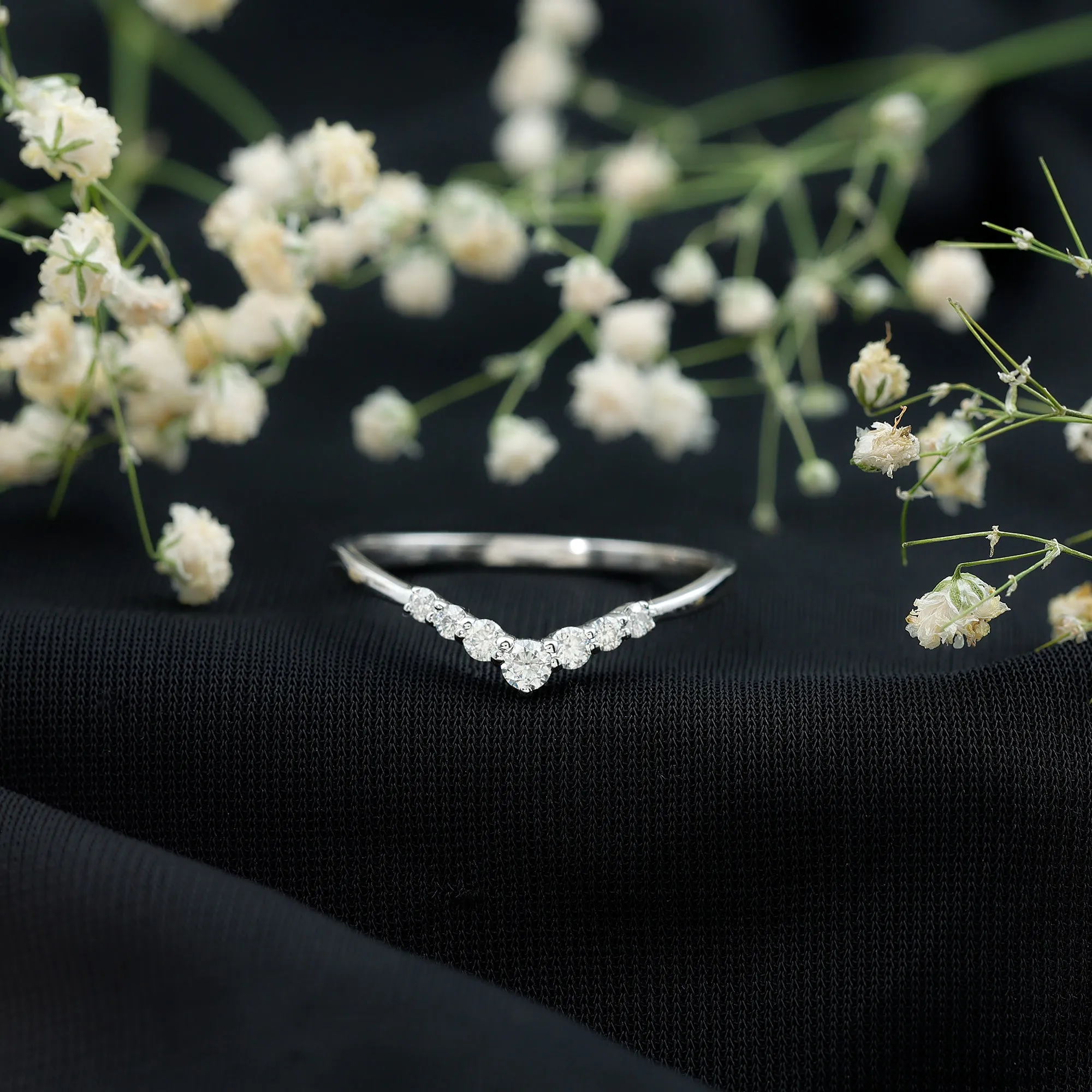 1/4 CT Moissanite Chevron Ring Enhancer