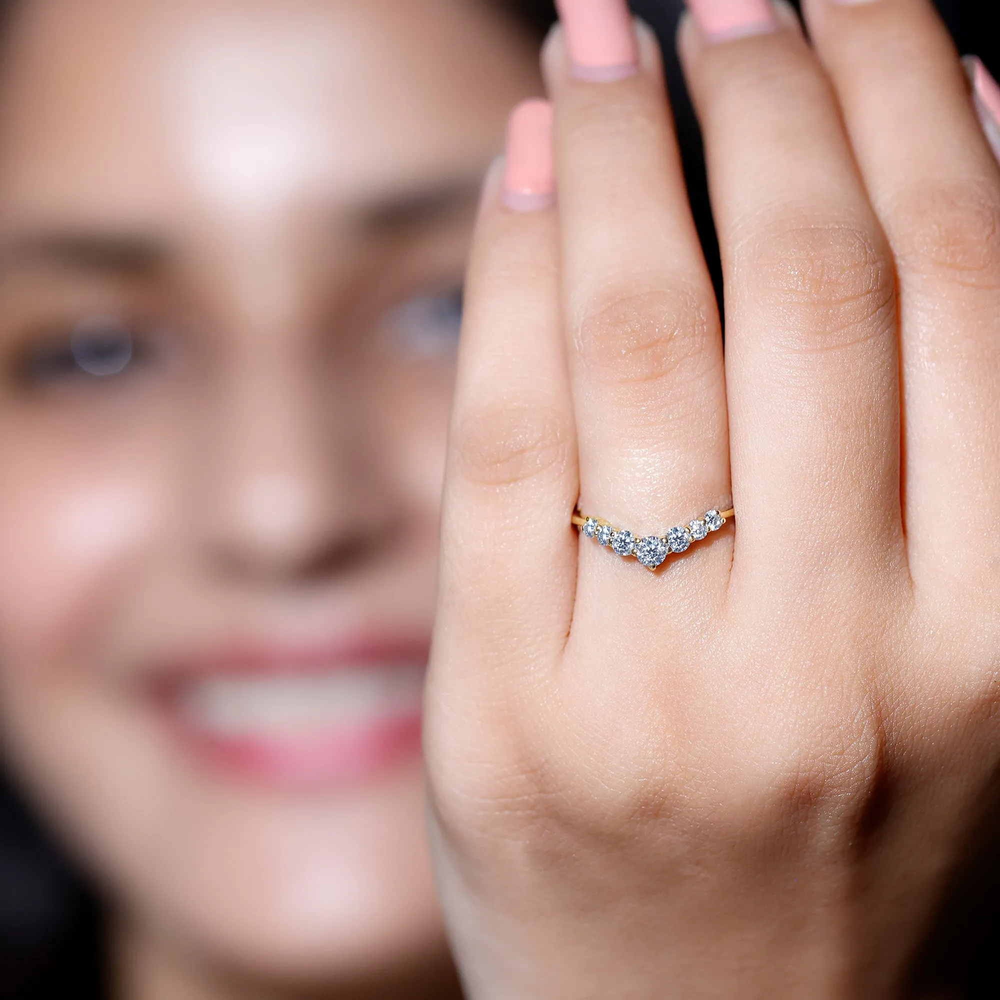 1/4 CT Moissanite Chevron Ring Enhancer
