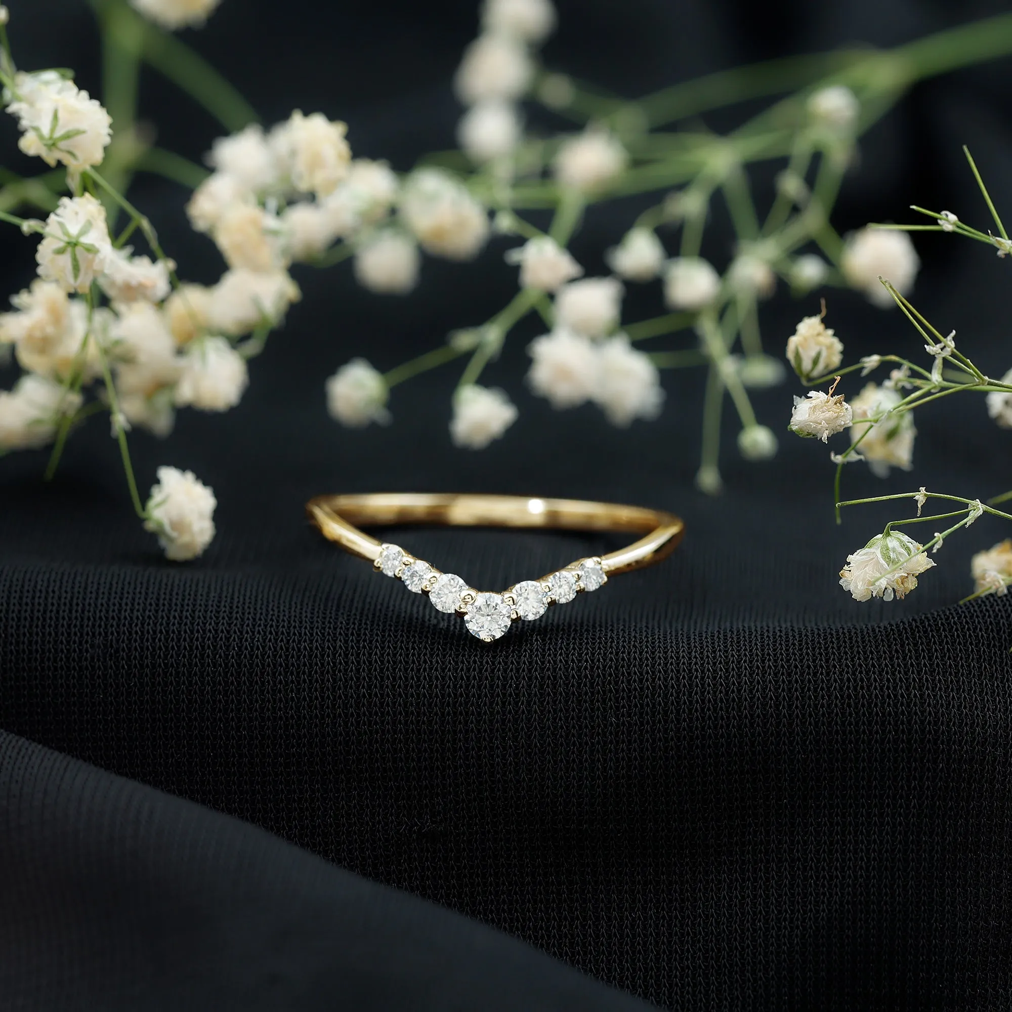 1/4 CT Moissanite Chevron Ring Enhancer