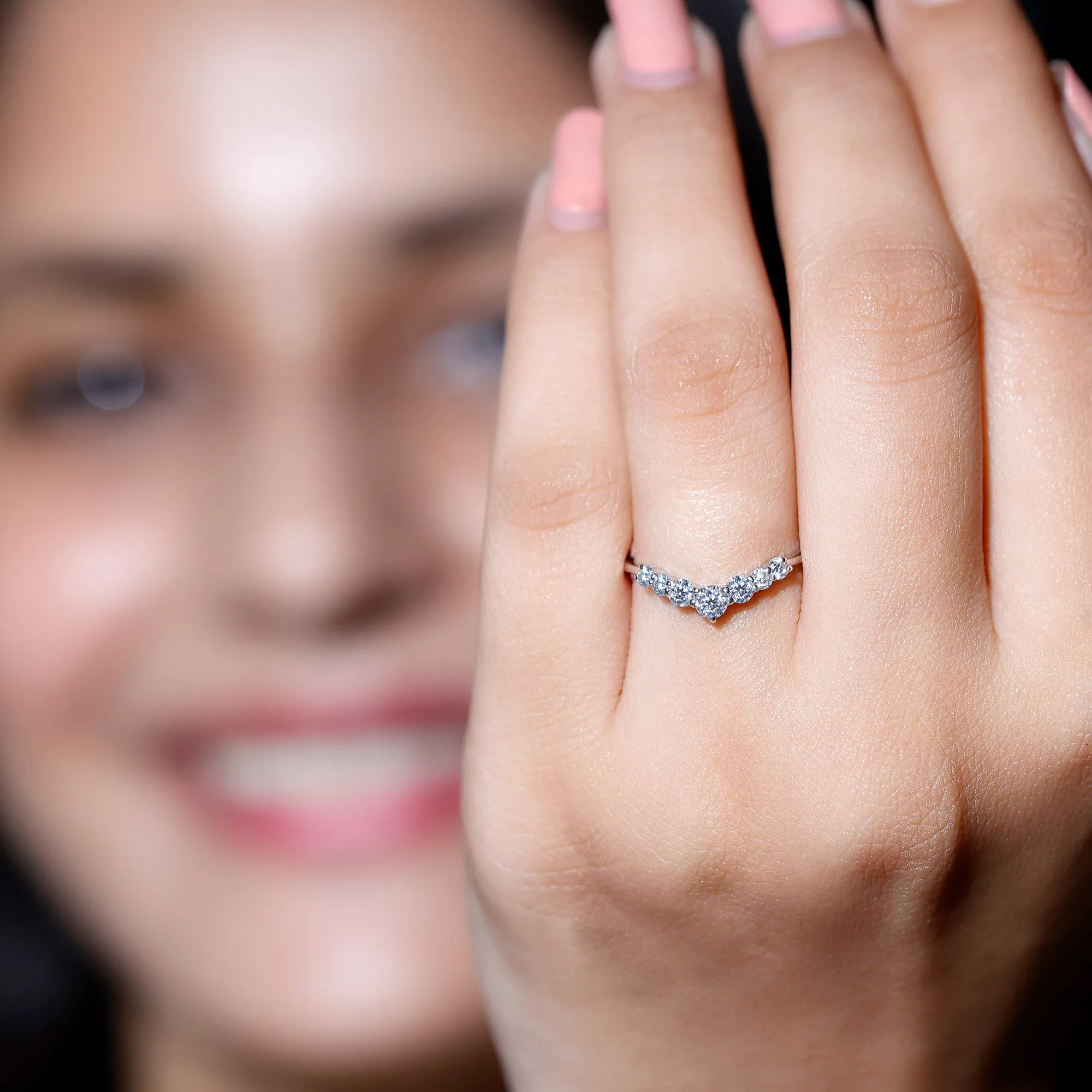 1/4 CT Moissanite Chevron Ring Enhancer
