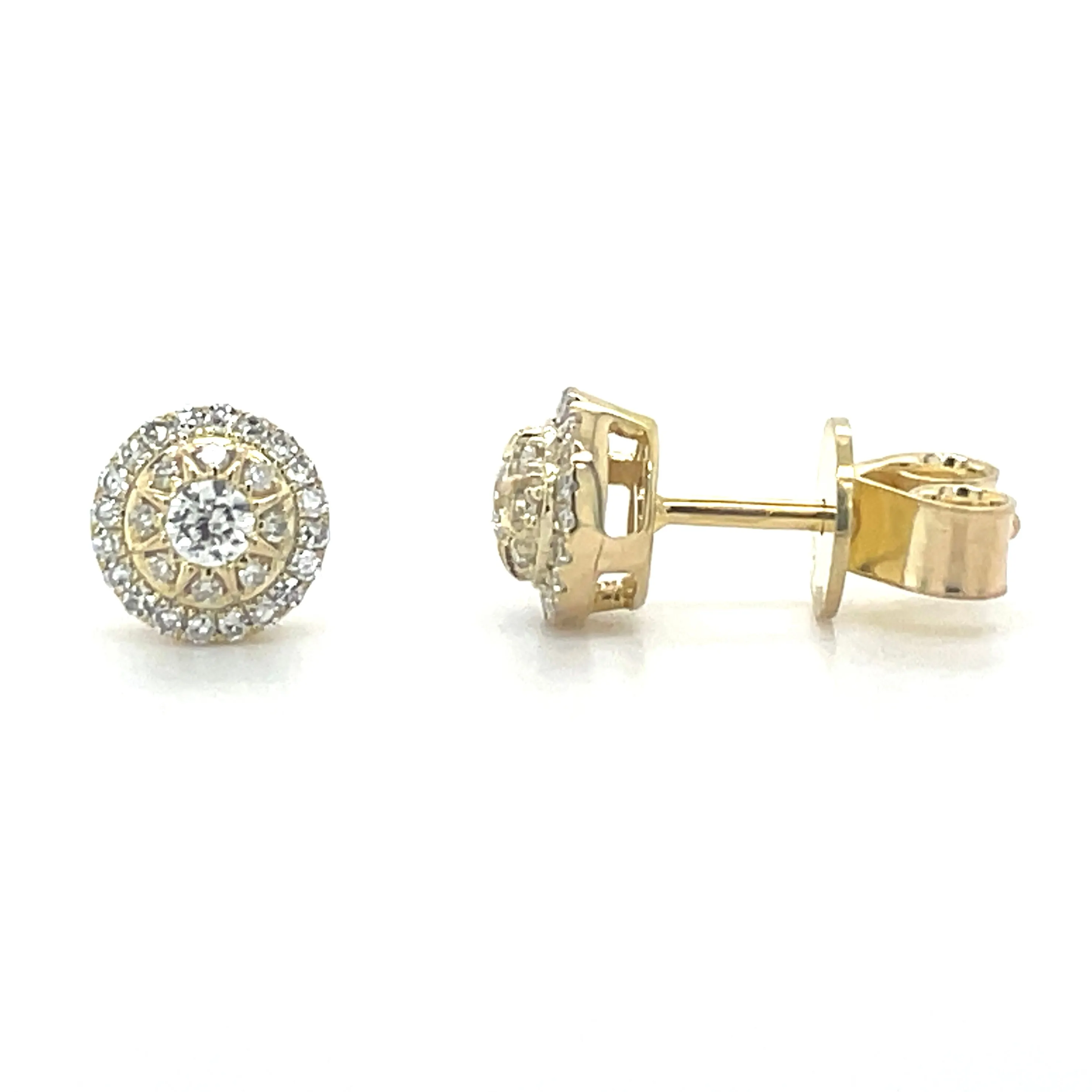 14ct Yellow Gold 0.24ct Laboratory Grown Cluster Diamond Earrings