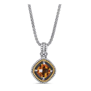 14K And 925 Sterling Sliver Pendant With Citrine (145NP7194TCT)