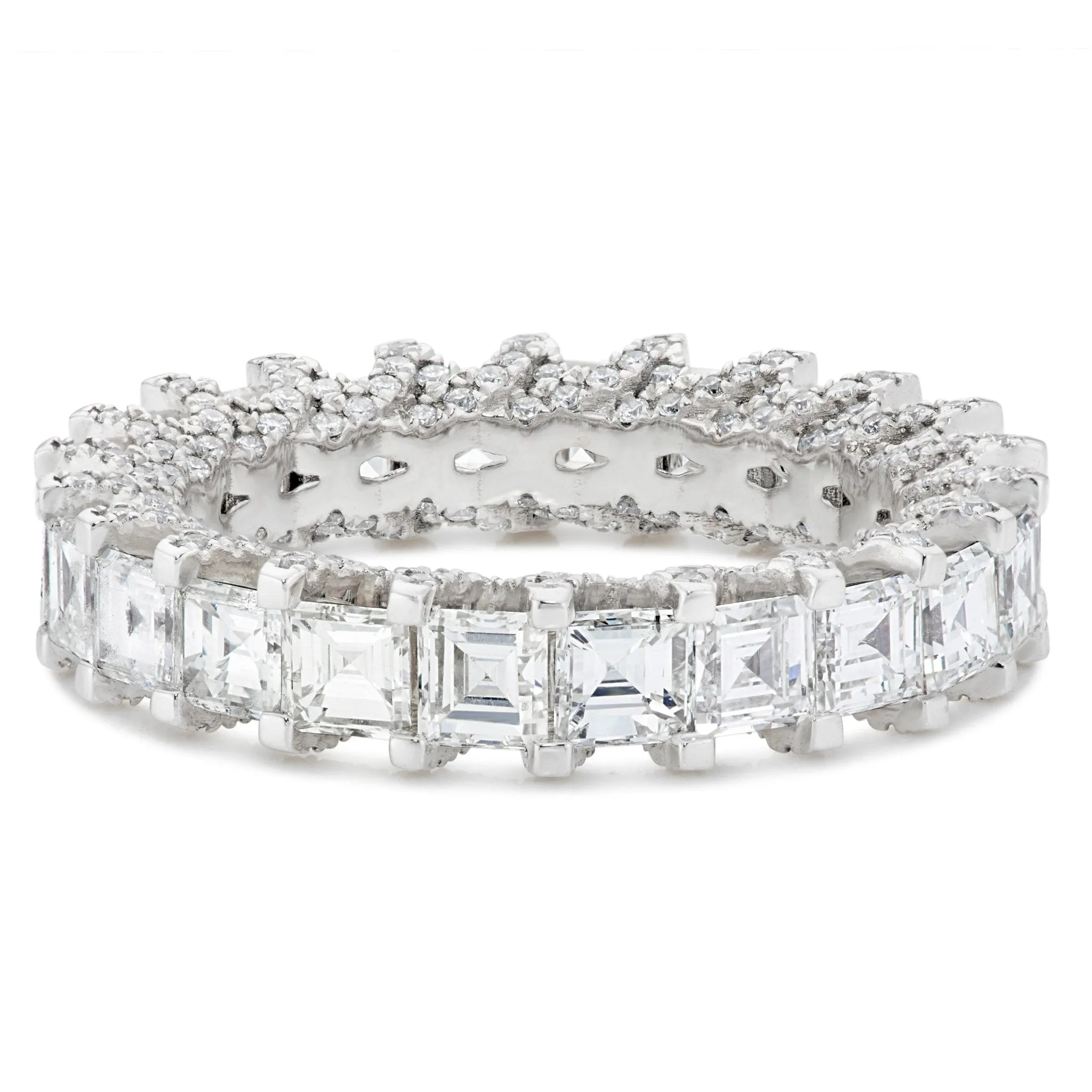 14K Gold 4.39ct Princess Cut Diamond Eternity Band