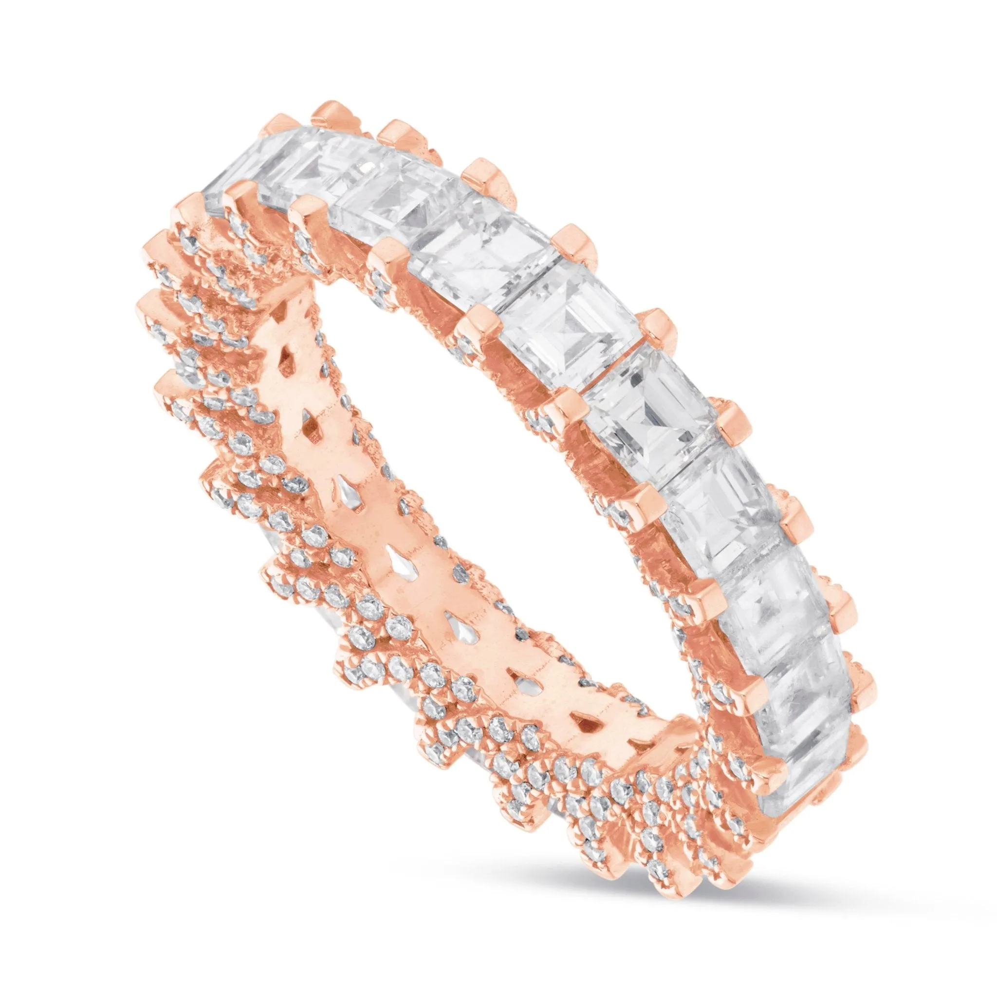 14K Gold 4.39ct Princess Cut Diamond Eternity Band