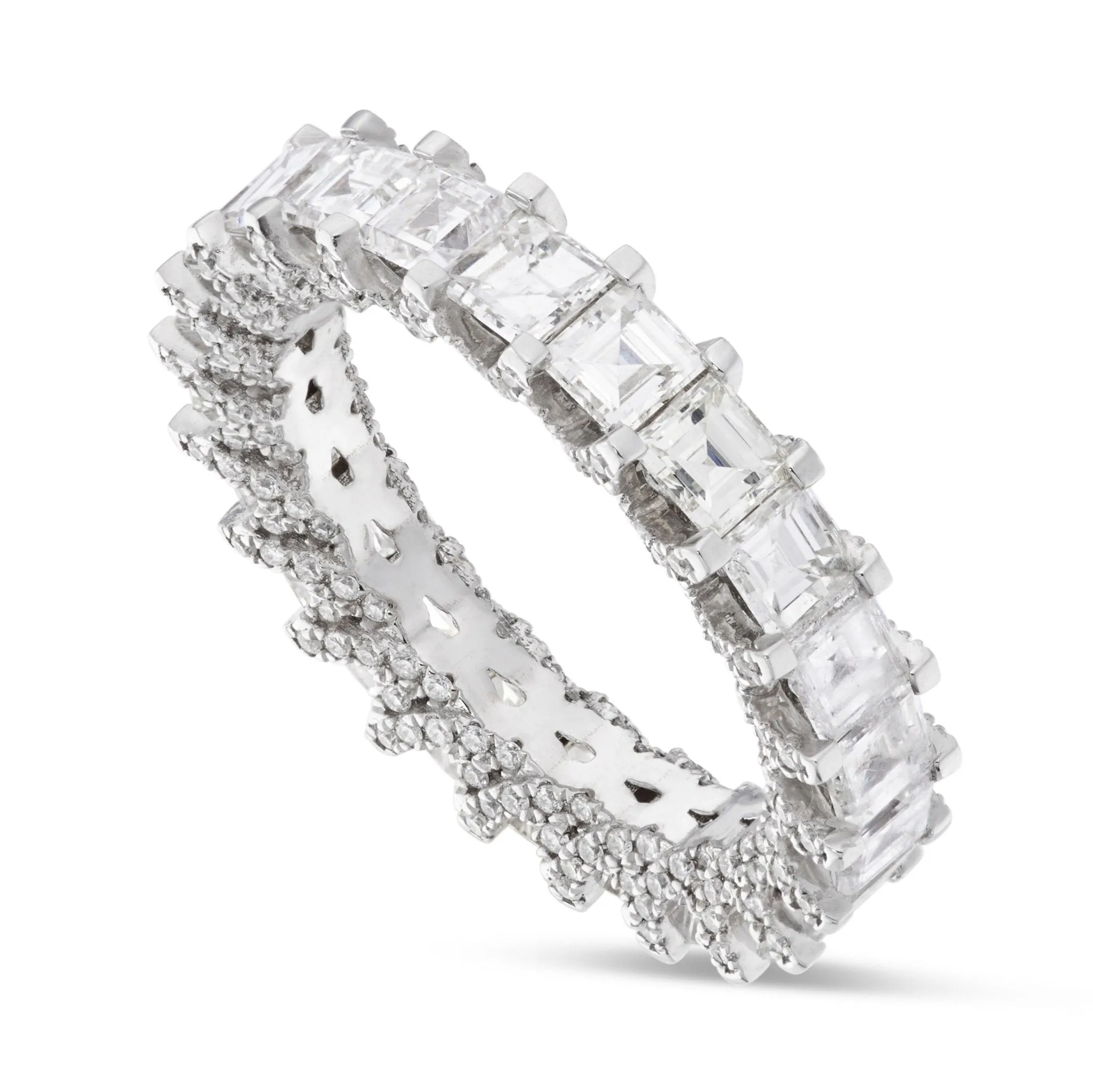 14K Gold 4.39ct Princess Cut Diamond Eternity Band