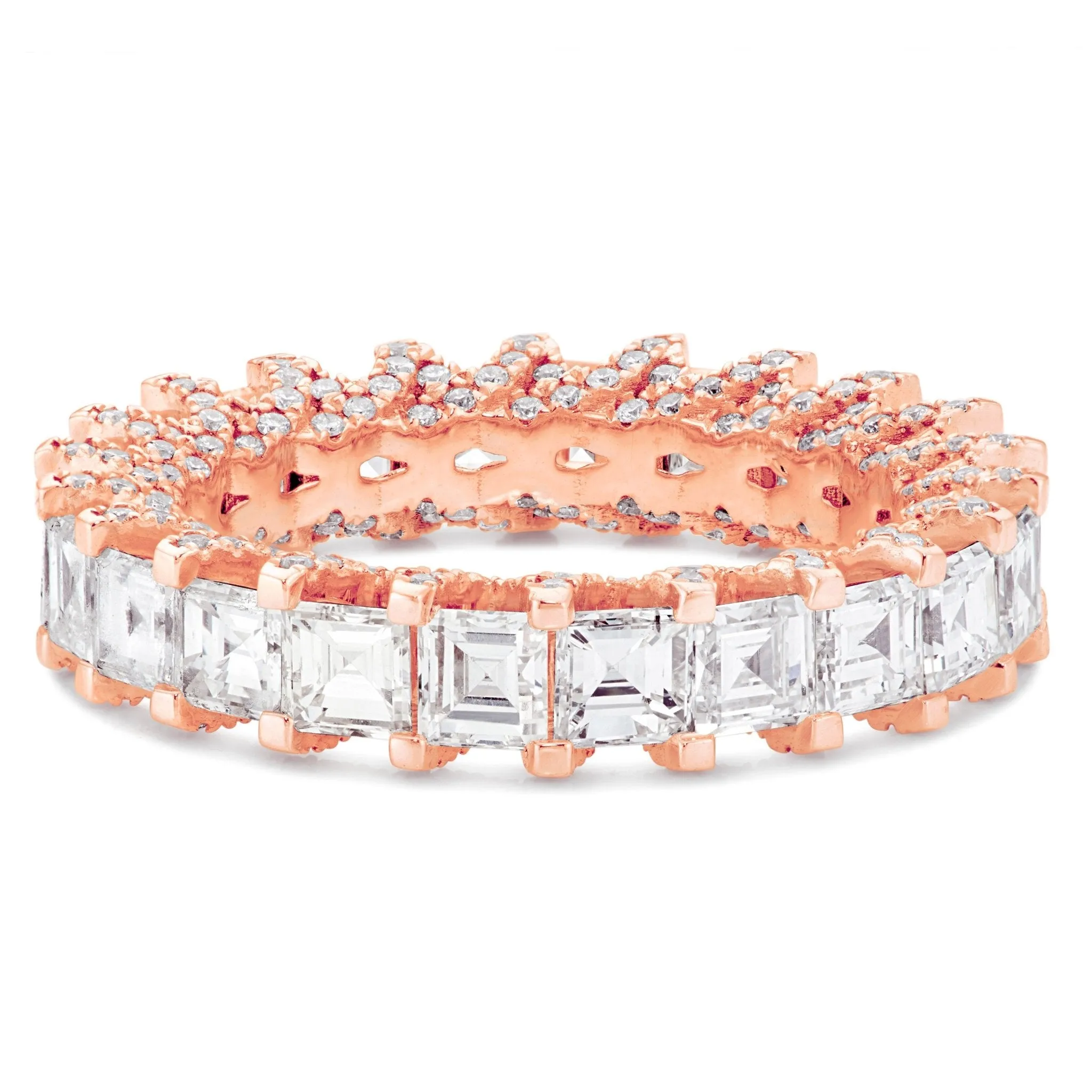 14K Gold 4.39ct Princess Cut Diamond Eternity Band