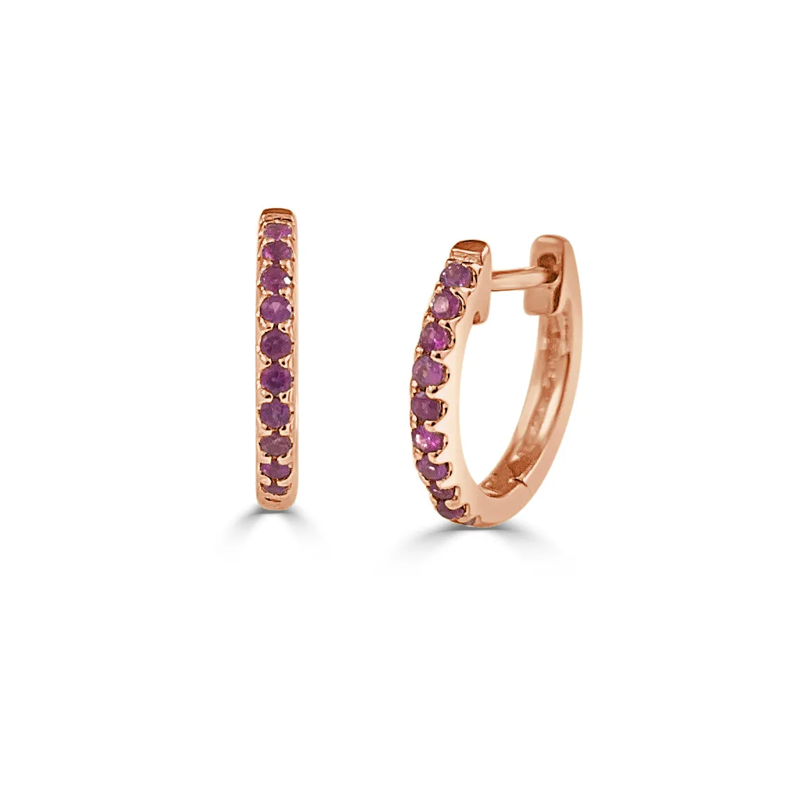 14k Gold & Ruby Huggie Earrings - 0.16ct