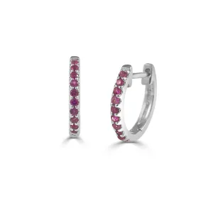 14k Gold & Ruby Huggie Earrings - 0.16ct