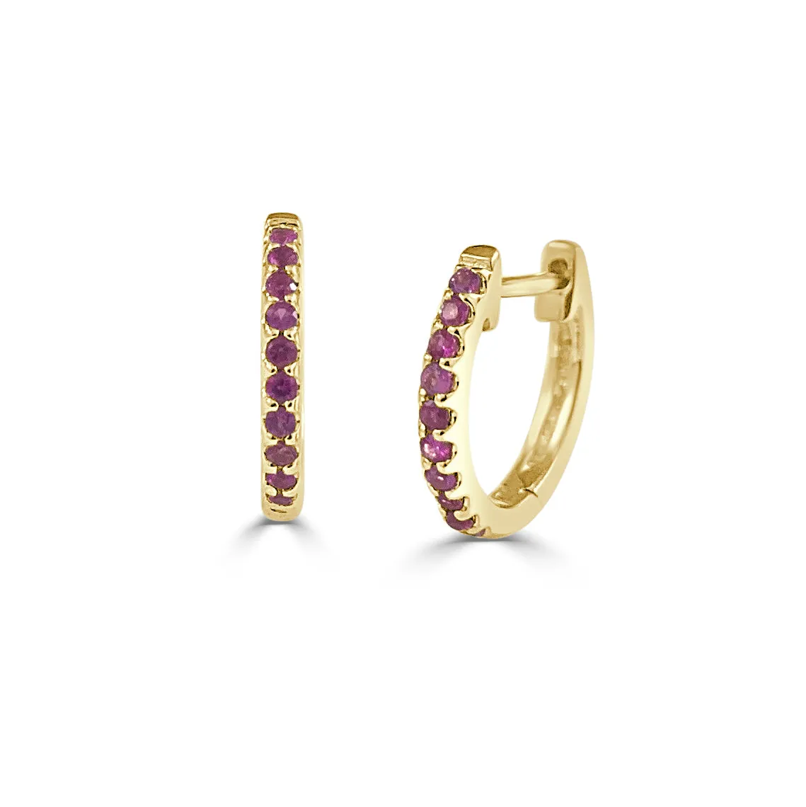 14k Gold & Ruby Huggie Earrings - 0.16ct
