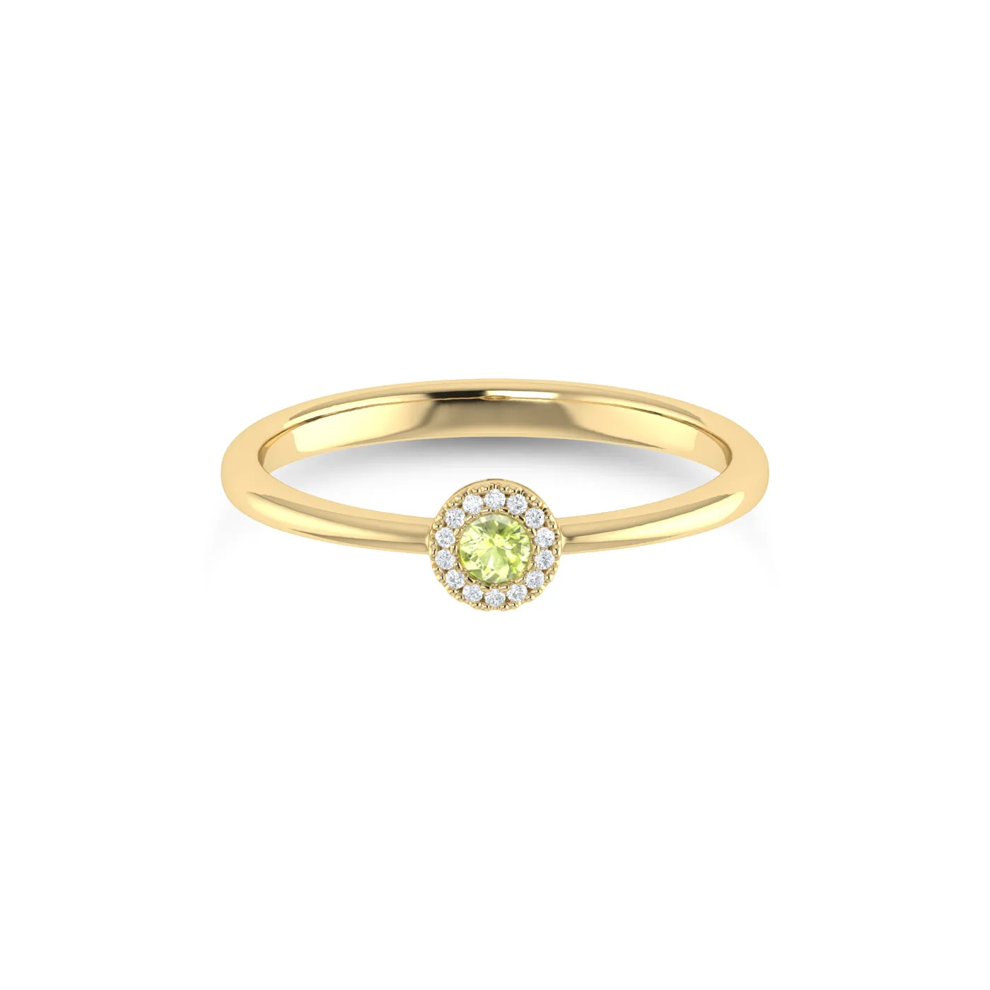 14K Gold Diamond & Peridot Ring