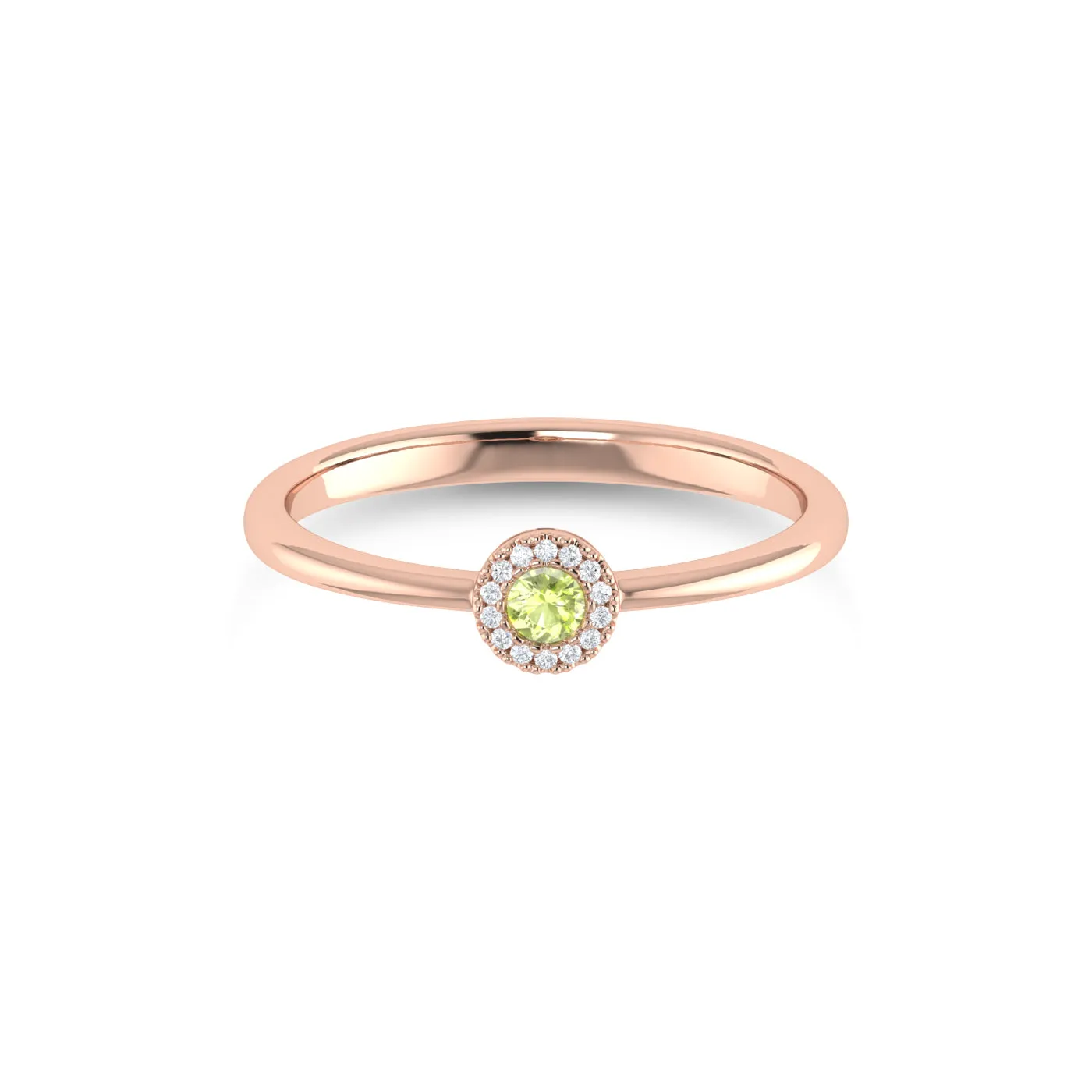 14K Gold Diamond & Peridot Ring