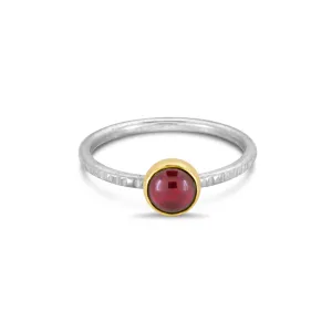 14k Gold Silver and Garnet Stacking Ring