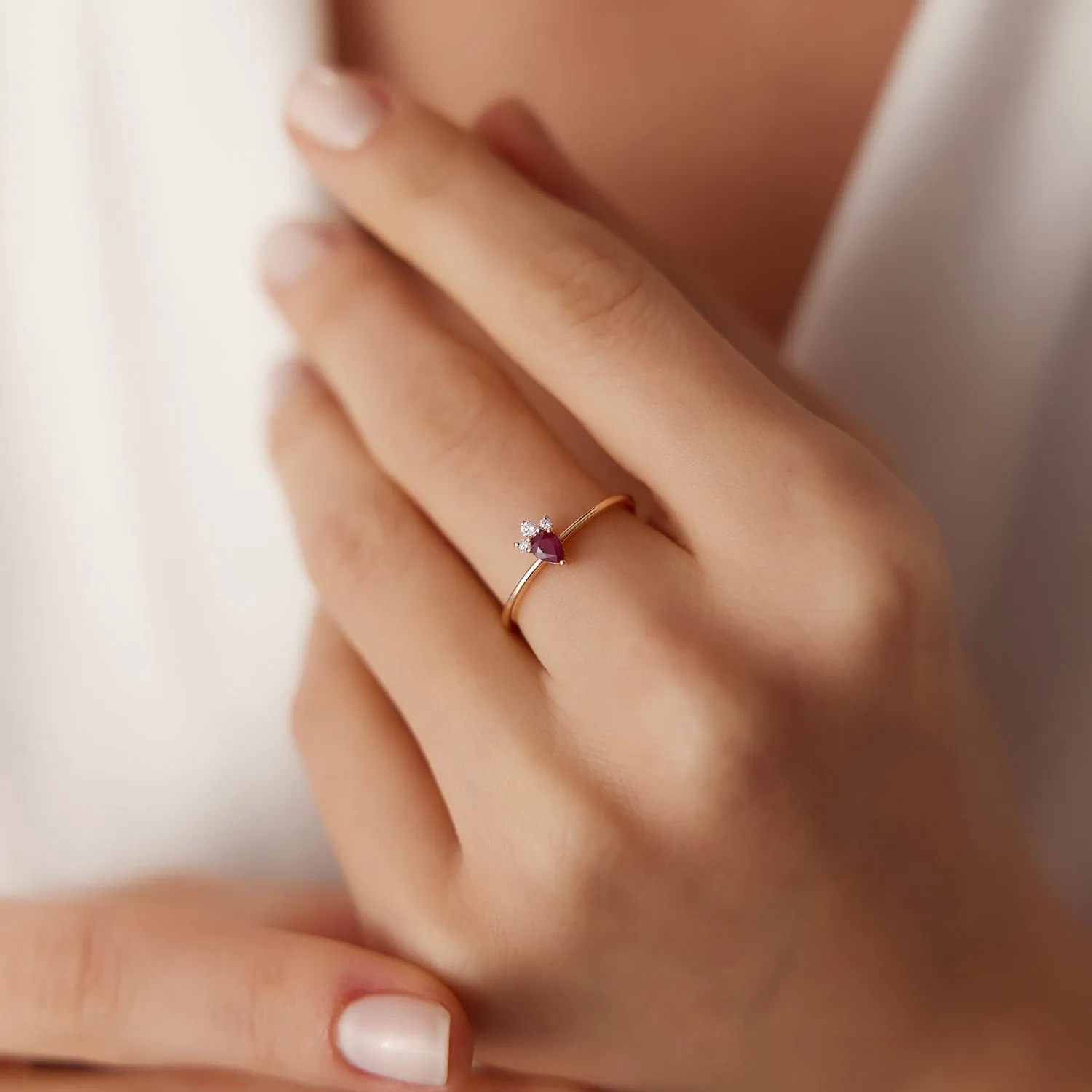 14k Mini Ruby and Diamond Ring