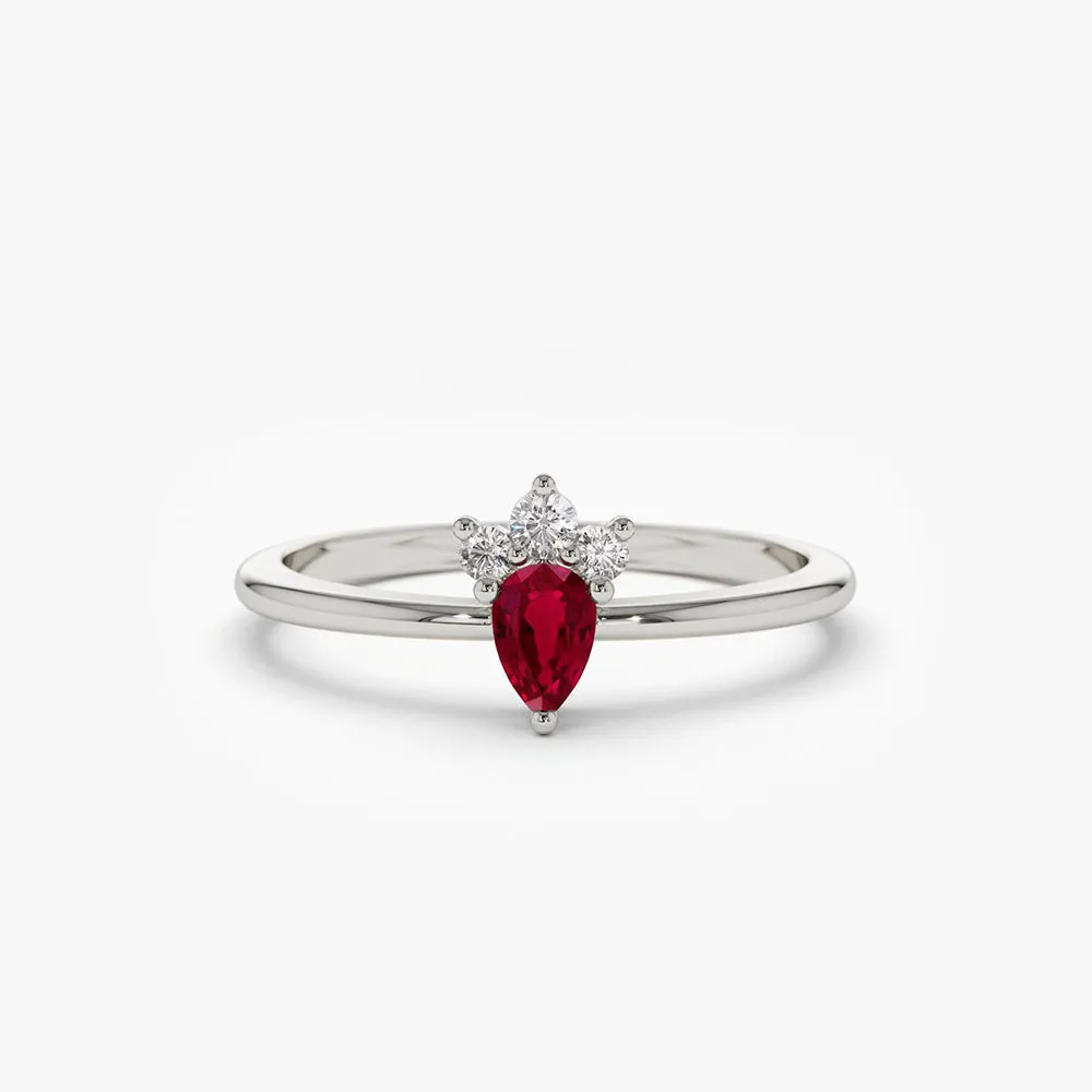 14k Mini Ruby and Diamond Ring