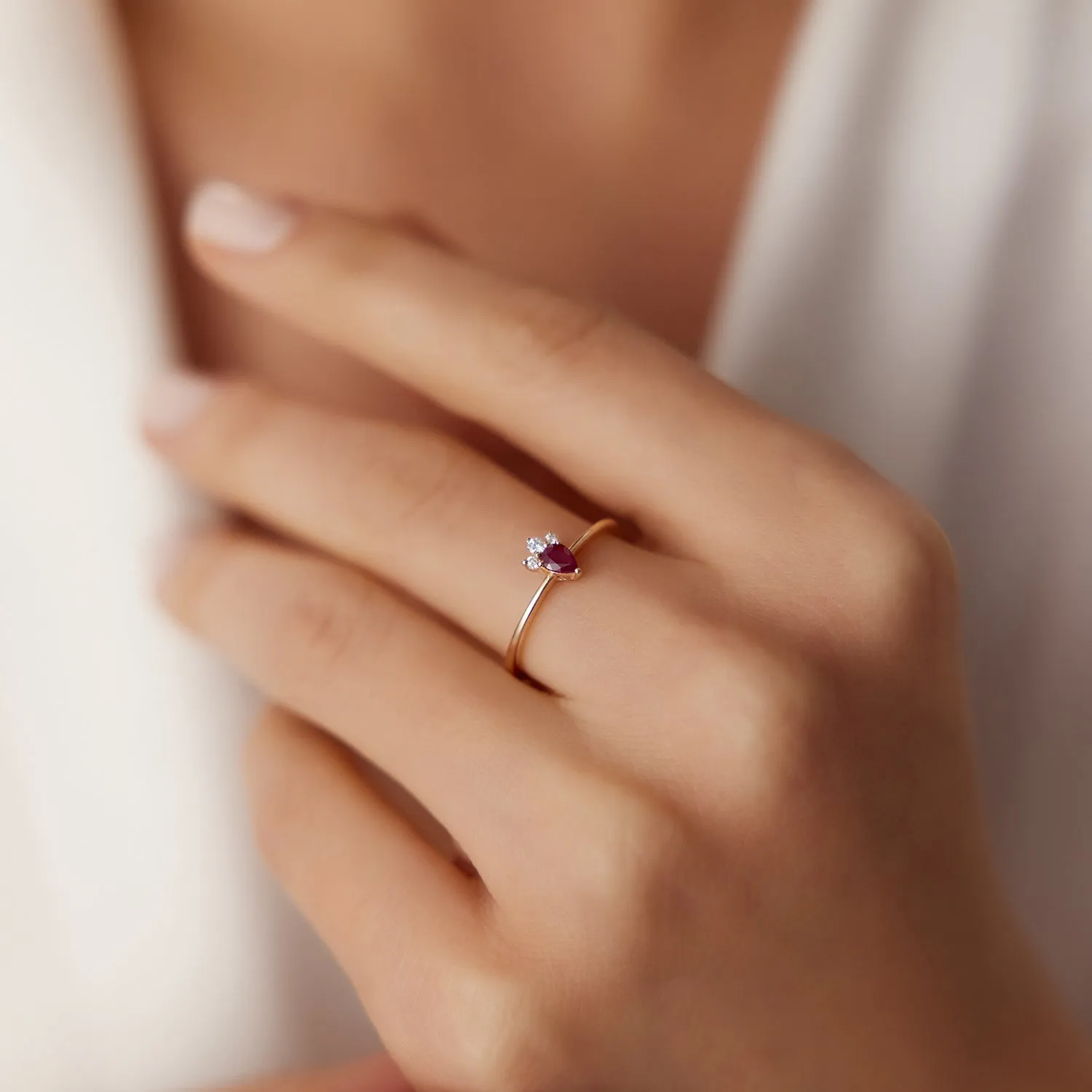 14k Mini Ruby and Diamond Ring