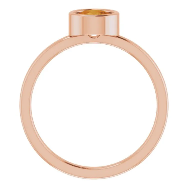 14K Rose 5.5 mm Natural Citrine Ring