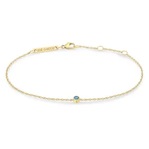 14k Single Aquamarine Bezel Bracelet | March Birthstone