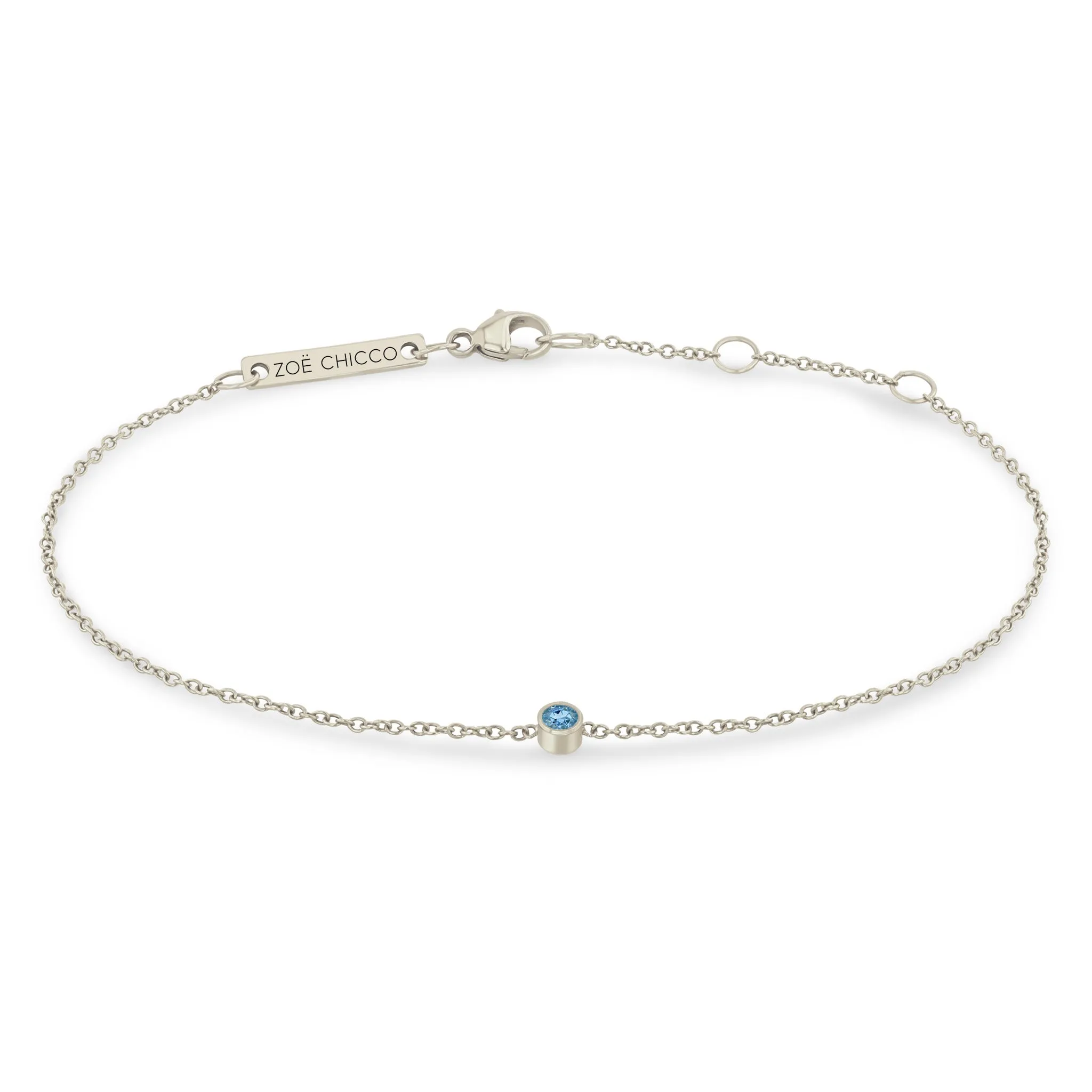 14k Single Aquamarine Bezel Bracelet | March Birthstone