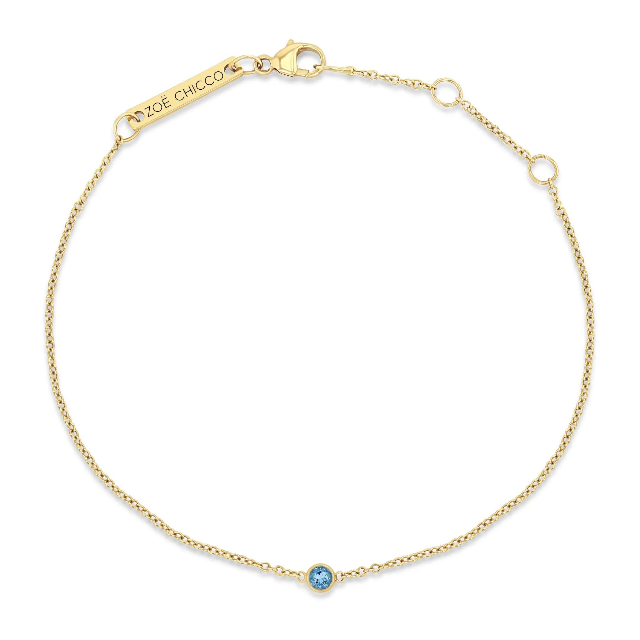 14k Single Aquamarine Bezel Bracelet | March Birthstone