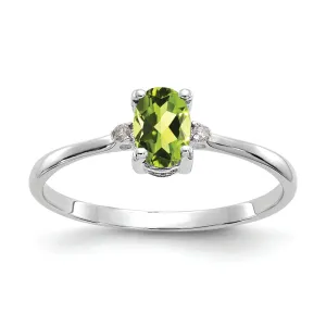 14k White Gold Diamond & Peridot Birthstone Ring QG