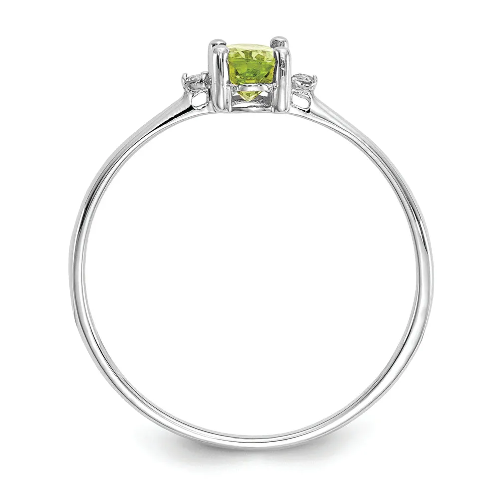 14k White Gold Diamond & Peridot Birthstone Ring QG