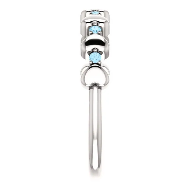 14KT GOLD 0.12 CTW ROUND AQUAMARINE STACKABLE RING