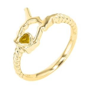 14Kt Yellow Gold Citrine 1/10Ctw Ring