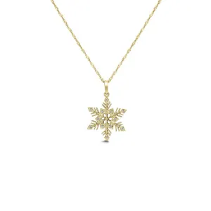 14KY 12DIA(S/C) 0.05CT Snow Flake Diamond Pendant (121PA2015ADY)