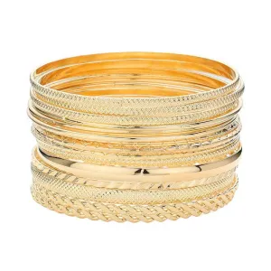 15PCS Layered Multi Metal Bangle Bracelets