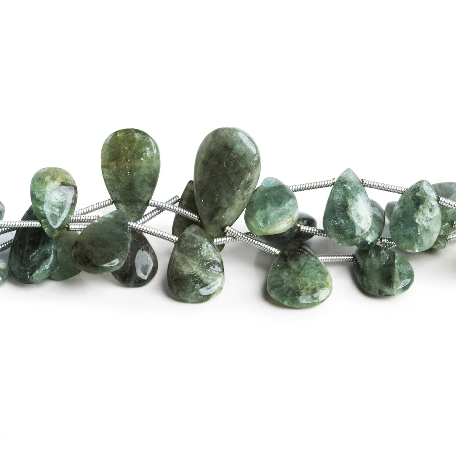 15x8mm Moss Aquamarine Plain Pears 8 inch 15 beads