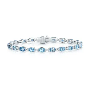 18ct White Gold Aquamarine And Diamond Bracelet